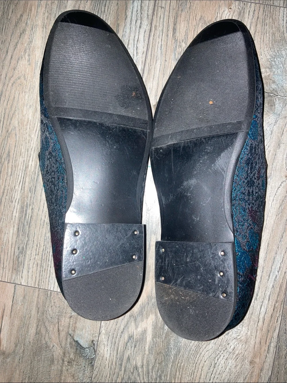 Giorgio Brutini Teal and Purple Floral Jacquard Slip-On Loafers